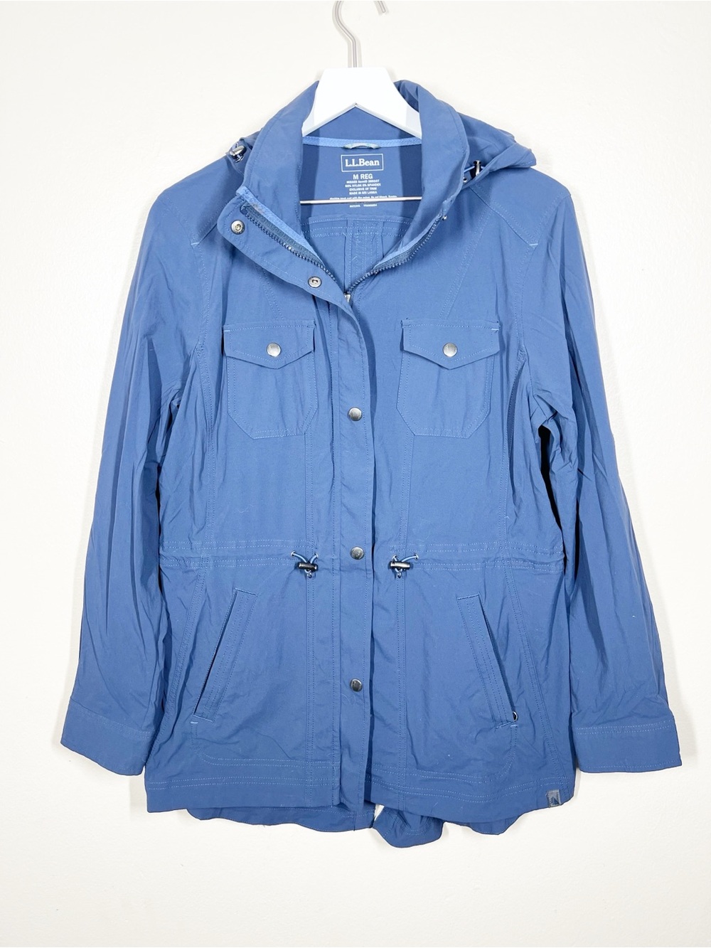 L.L.Bean Womens Luna Windbreaker Jacket Rain Coat Size Medium Blue Hiking